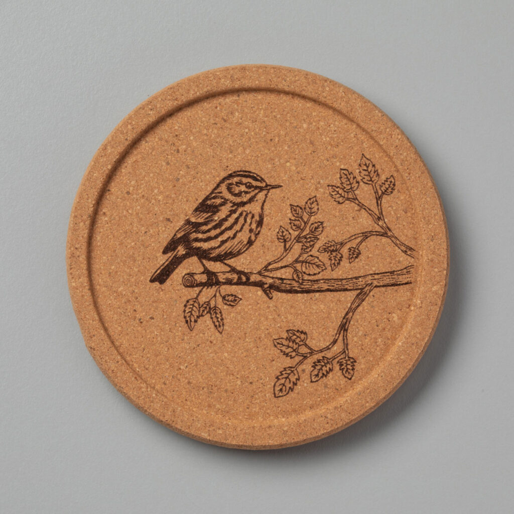Black & White Warbler Natural Cork Coasters