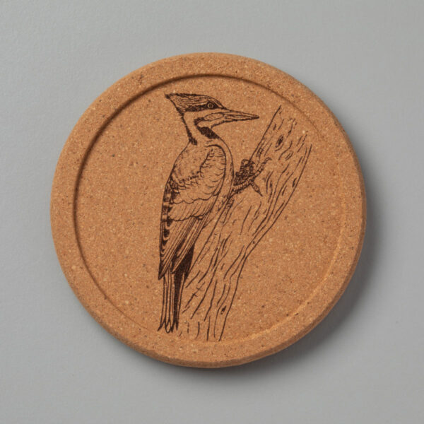 Pileated Woodpecker Natural Cork Coasters