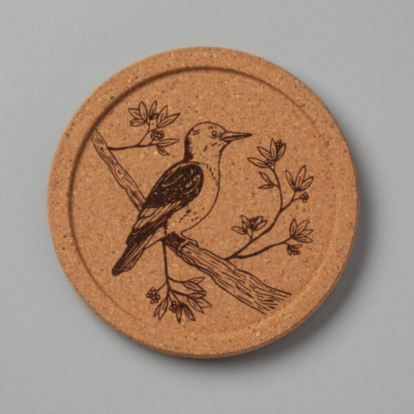 Red-headed Woodpecker Natural Cork Coasters