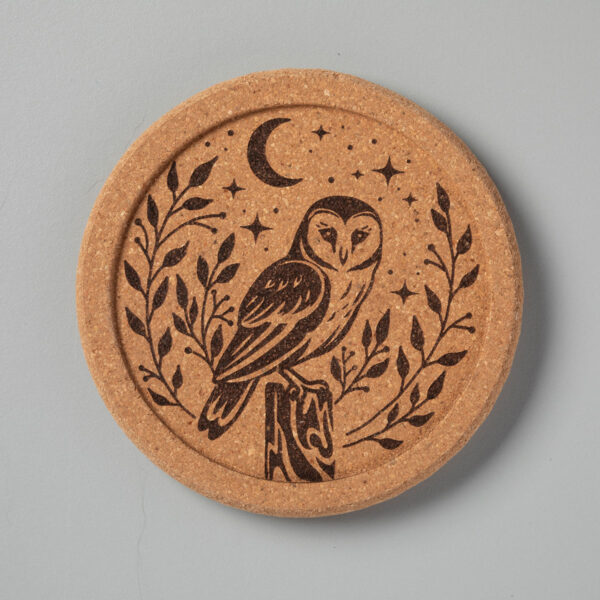 Barn Owl Natural Cork Coasters
