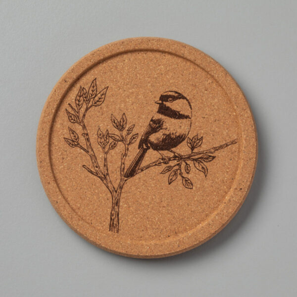 Chickadee Natural Cork Coasters