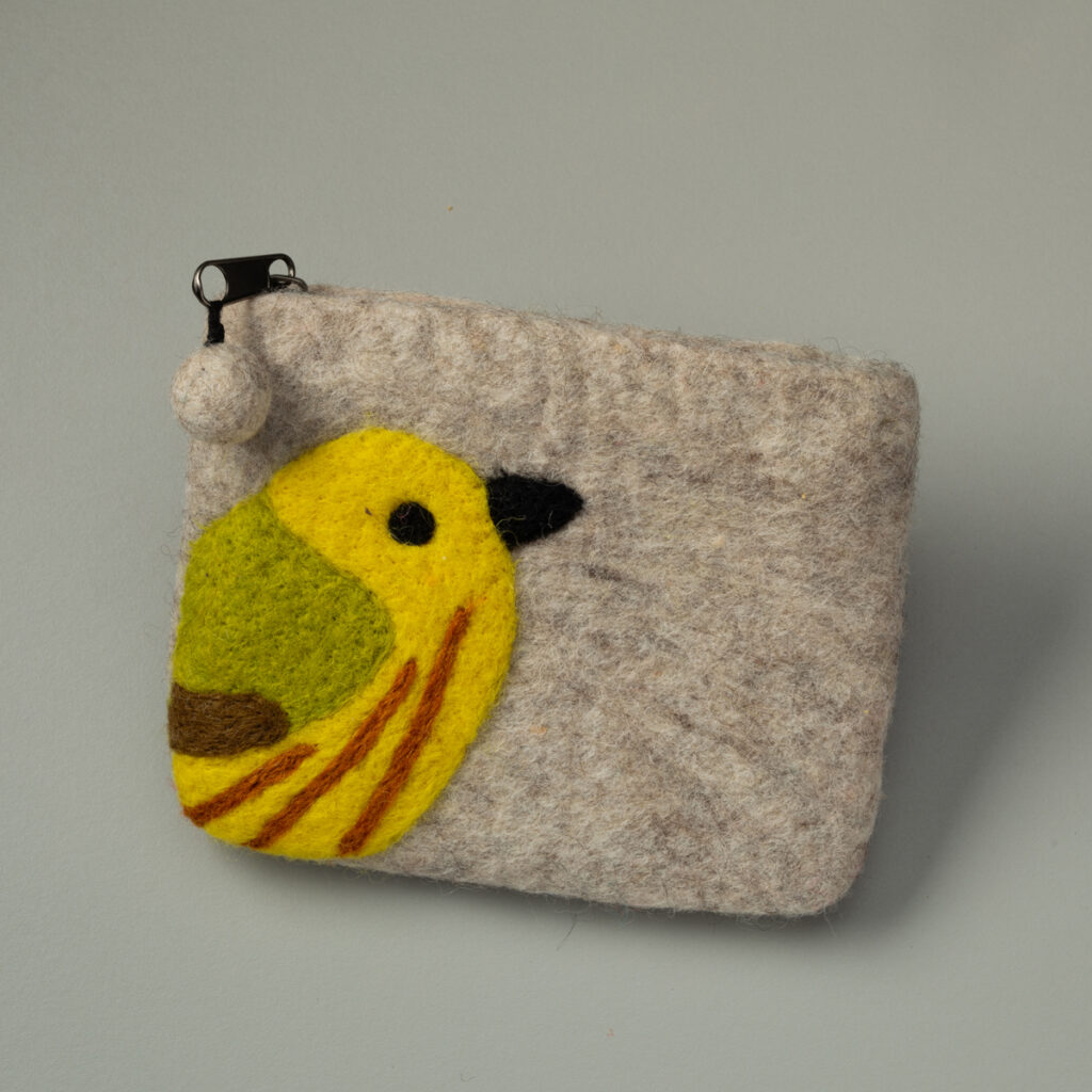 Felted Yellow Warbler Coin Purse